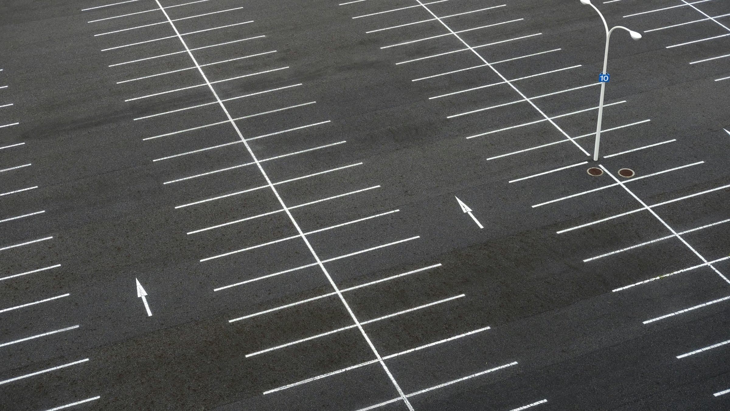 Aerial view of a commercial parking lot